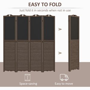 "Handcrafted Portable 4 Panel Folding Privacy <b>Screen</b> Room Divider with Chalkboard Walnut Home Office Decor" - Product Image 4