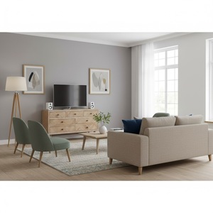 Mueble de TV Moderno de Mediados de Siglo con Patrón de Espiga y Cajones de Almacenamiento para Sala de Estar, Compatible con Televisores de 65 Pulgadas o Más, Montaje en Suelo - Product Image 2