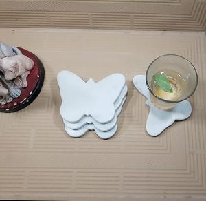 Luxury White <b>Marble</b> Butterfly Coaster <b>Set</b> of Four Decorative Natural Stone Drink Coasters for <b>Coffee</b> <b>Table</b> Dining <b>Table</b> Home Dec - Product Image 4