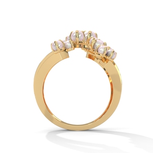 Gold Tone Pearl and <b>Crystal</b> Wrap <b>Ring</b> Open Band Floral Statement Jewelry for Women Party Gift - Product Image 3