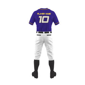 <b>Men's</b> Purple Baseball Jersey With <b>White</b> Pants And Black <b>Socks</b> Regular Fit All Seasons Screen Printed Polyester Uniform - Product Image 2