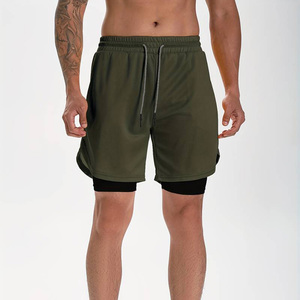 กางเกงวิ่งผู้ชายแบบ 2-in-1 สองชั้น แห้งเร็ว สำหรับออกกำลังกาย ฟิตเนส เทรนนิ่ง กีฬา พร้อมซับในรัดรูปและกระเป๋าซิป - Product Image 1