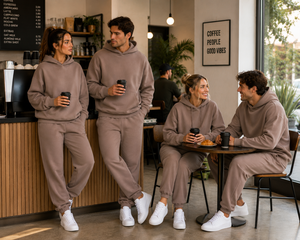 Unisex 100% Cotton Anti-Wrinkle Fleece Tracksuit Set Blank Hoodie <b>Sweatpants</b> Couples Matching Custom Logo <b>Wholesale</b> - Product Image 5