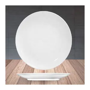 Basic round plain white porcelain ceramic dinner plate high quality