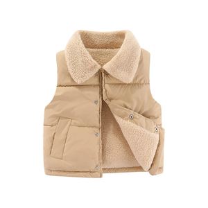 Chaleco Acolchado para Mujer con Cuello de Piel Sintética, Cierre de Botones, Invierno, Relleno de Poliéster, Corto - Product Image 5