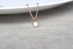<b>Opal</b> <b>Necklace</b> October Birthstone Bridesmaids Gift 925 Sterling Silver 14k Rose Gold Plated Minimalist Jewelry - Product Image 2