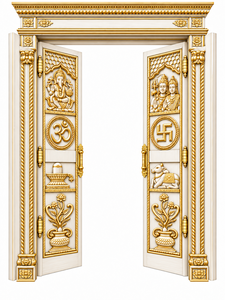 Shiv Shakti Solid Teak Wood Divine <b>Mandir</b> Door Divine Shiva Hand-Carved Teak Wood <b>Mandir</b> Door <b>Pooja</b> Room Door with Shiv Parivar - Product Image 4