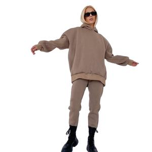 Chándal de algodón con capucha de gran tamaño para mujer, Conjunto personalizado de 2 piezas, y sudadera con capucha para mujer joggers, ropa larga para invierno - Product Image 1