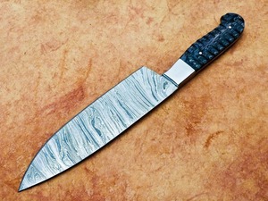 Cuchillo de chef BA ENTERPRISES hecho a mano de acero de Damasco de 13 pulgadas con hoja de punta caída y mango de madera dura |   Cuchillo de Cocina Profesional 1 Año - Product Image 5