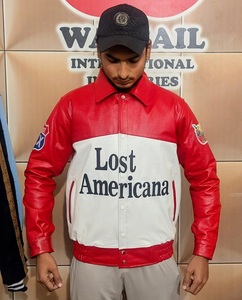 Veste bomber d'hiver pour homme en cuir d'agneau véritable, sur mesure, OEM, avec logo et design personnalisés - Product Image 2
