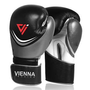 Gants de boxe en cuir véritable de vache gris et bleu sur mesure, gants de boxe d'entraînement, gants de kick-boxing thaïlandais - Product Image 6