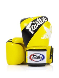 Nouveaux gants de boxe professionnels jaunes et noirs imprimés, gants de boxe MMA Muay Thai Fairtex, cuir de vache véritable - Product Image 5