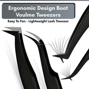 Pince à épiler pour extension de cils pince à épiler pour extension de cils pointes droites et incurvées en fibre en acier inoxydable - Product Image 6