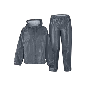 Unisex Waterproof Polyester <b>Summer</b> Rain <b>Jacket</b> Set Full Sleeve Dark Gray Black Pants All Seasons Outdoor Wear - Product Image 4