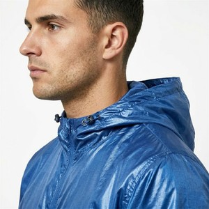 Nouvelle Veste Coupe-Vent Homme Bleu Métallisé Entièrement Zippée Brillante à Capuche Style Urbain Formel Camouflage Printemps - Product Image 4