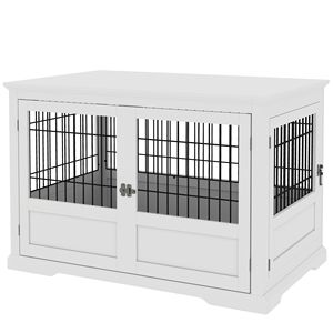 Cuccia per Cani da Interno/Esterno Bianca da 43 Pollici con Vassoio Rimovibile, Cuccia a 3 Porte per Cani di Taglia Grande - Product Image 1
