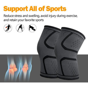 Genouillère de compression élastique grise en polyester pour homme – Soutien sportif - Product Image 5