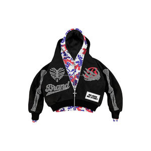 Ensemble survêtement sur mesure avec double taille, sweat à capuche orné de strass et pantalon de survêtement évasé, ensemble de survêtement ample et surdimensionné pour homme - Product Image 3