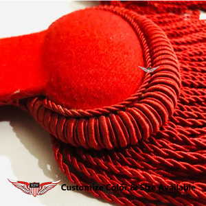 Epaulette Francés Napoleónico Hecho a Mano con Flecos de Hilo Rojo, Epaulette Ceremonial para Uniforme - Product Image 2
