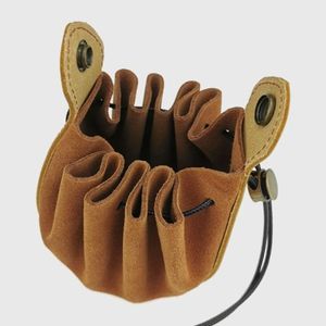 Leather <b>Dice</b> Bag With Drawstring Closure Handmade Brown Classic Style For Game Use 7pcs White <b>Dice</b> Included - Product Image 3