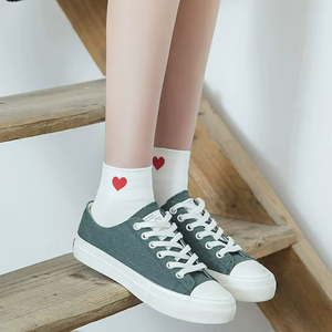 New Japanese Girl Love Heart Pattern Student Tube Socks Fashion <b>Combed</b> Cotton Ankle Socks Women - Product Image 2