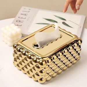 Boîte à mouchoirs en métal argenté à découpes florales pour une décoration coordonnée, disponible au prix de gros - Product Image 2