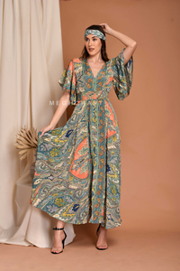 Bohemian V Neck Silk Maxi <b>Dress</b> for Women Printed Summer <b>Dress</b> Elegant Beachwear Casual Party <b>Dress</b> at Wholesales Price - Product Image 4