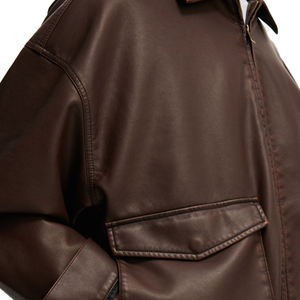 Blouson Bomber en Cuir Véritable Vintage Personnalisé pour Homme – Style Streetwear Décontracté et Oversize, Idéal pour le Baseball – Vente en Gros - Product Image 6