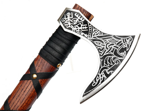 Hache de Viking Ragnar, artisanale, en acier à haute teneur en carbone, manche en bois de frêne, style nordique, artisanat en acier forgé - Product Image 2