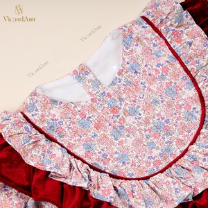 3D Pattern Red Accent Neck Casual Girl ODM Kids Smock Dress Customized Printed 100% Cotton A-Line <b>Winter</b> Wholesale BB3247 - Product Image 2