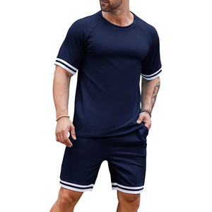 Men's 2 Piece Short Sleeve Waffle Fabric Tracksuit Tropical Graphic T-Shirt Solid Shorts <b>Set</b> Summer Casual Outfits Short <b>Set</b> - Product Image 4