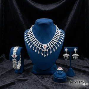 Wholesale MOLL JEWELLERS Bridal Necklace and Bracelet Set with Zircon 24K Gold Plated Trendy 18inches Party Jewelry A-53176 - Product Image 5