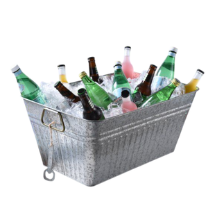 Refroidisseur à vin rectangulaire en métal galvanisé avec poignées, capacité 3L, étanche et facile à nettoyer, idéal pour les fêtes, événements et bars - Product Image 1