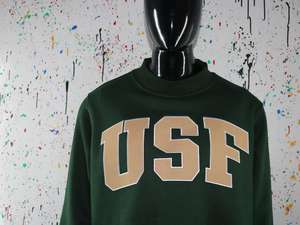 USF DARK GREEN <b>Mock</b> <b>Neck</b> Sweatshirt 100% SAND Applique Embroidery wide <b>neck</b> Sweatshirt Finer Threads - Product Image 3