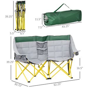 Sedia da Campeggio Oversize Stile Loveseat con Borsa per il Trasporto e Portabicchieri per Spiaggia, Picnic ed Escursioni - Product Image 3