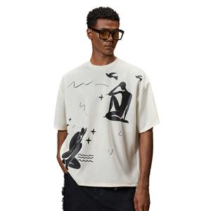 À la mode de la marque Vintage décontracté à manches courtes hommes 100% coton lourd respirant écologique lettre imprimé chemises d'été - Product Image 2