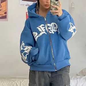 High Quality Polyester/Cotton 500gsm Heavyweight Autumn Hoodie Regular Fit Streetwear Embroidered Custom Logo Knitted Fabric - Product Image 3