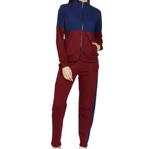 Ensemble veste courte et pantalon d'hiver pour femmes, à blocs de couleur, fermeture éclair, décontracté, deux pièces, tissu doux, tenue de rue quotidienne - Product Image 5