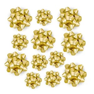 Golden Eco-Friendly Butterfly Bow Gift <b>Ribbons</b> Satin Woven Metallic Double Face Polyester Birthday Christmas Decorative Bows - Product Image 1