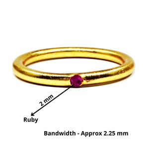 Bague en argent sterling 925 plaquée or avec rubis, unisexe - Product Image 2