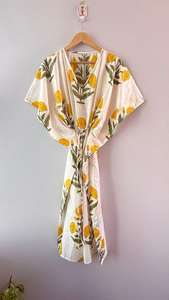 ชุดคลุมผ้าฝ้ายลายดอกไม้, ชุดพิมพ์ลายอินเดีย, ชุดคลุมชายหาด, ไซส์ใหญ่ - Product Image 6