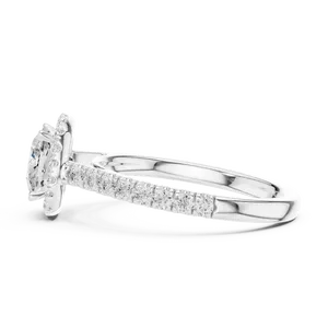 1.5ct <b>Emerald</b> Cut Lab Grown Diamond Halo Engagement <b>Ring</b> 14K 18K Solid Gold 0.45 CTW Pave <b>Band</b> Bridal <b>Ring</b> for Women - Product Image 6