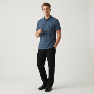 Camisetas Polo de Spandex para Hombre al por Mayor, en Dos Colores: Azul Pastel Suave y Blanco Clásico, de Novenza - Product Image 6