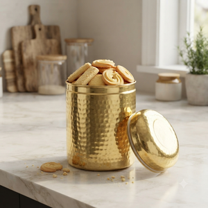 Handcrafted Hammered Brass Storage <b>Canister</b> <b>Set</b> with Airtight Lids Kitchen Containers for Tea Coffee Sugar Cookies OEM Wholesale - Product Image 3