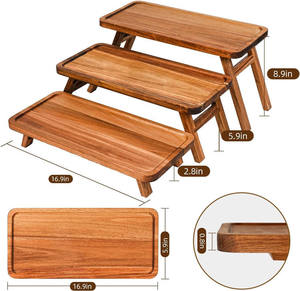 Bandeja de servir de madera de 3 niveles, plegable, rectangular, para postres, para fiestas, bodas, Navidad - Product Image 3