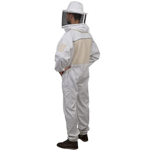 Men's Cotton Beekeeping <b>Suit</b> with Ventilated Mesh Hood Breathable Work Coverall White Full Body Protection - Product Image 4
