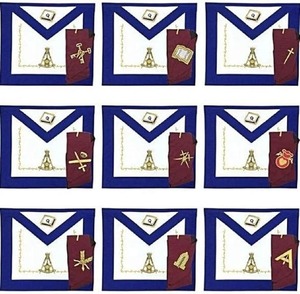 Conjunto de Mandil y Collarín para Oficiales de 14.º Grado de la Francmasonería, Mandiles de Cuero de Alta Calidad, Bellamente Bordados - Product Image 1