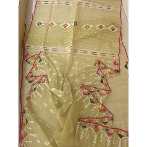 Sari Jamdani en coton imprimé numérique de style traditionnel bangladais de qualité supérieure pour femmes, protection solaire, séchage rapide, toutes saisons, mariage - Product Image 6