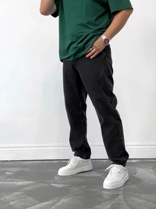 Pantalones Vaqueros Personalizados para Hombre, Azules, de Algodón de Alta Calidad, Lavado Ligero, Corte Recto, Holgados, Talla Grande, Estilo Cargo - Product Image 5