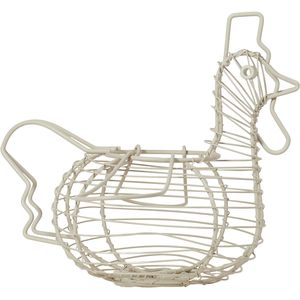 Panier à œufs en métal blanc revêtu de peinture pour la cuisine à domicile, le comptoir et l'affichage en magasin d'alimentation - Product Image 1